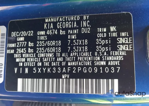 2023 Kia Sportage Ex from USA, damaged, VIN 5XYK33AF2PG091037